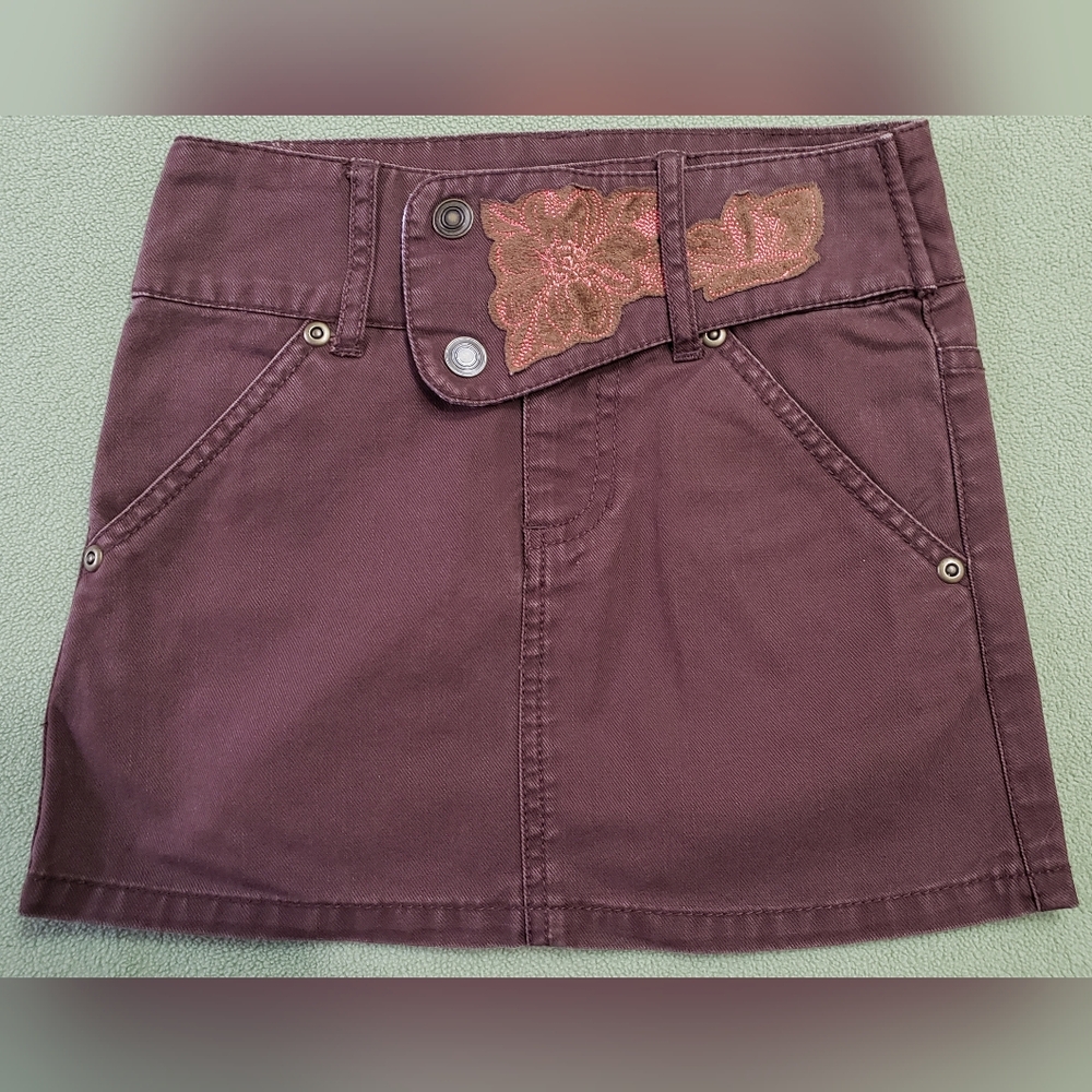 Vintage Y2K Mary Kate & Ashley Girls Brown Embroidered Skirt